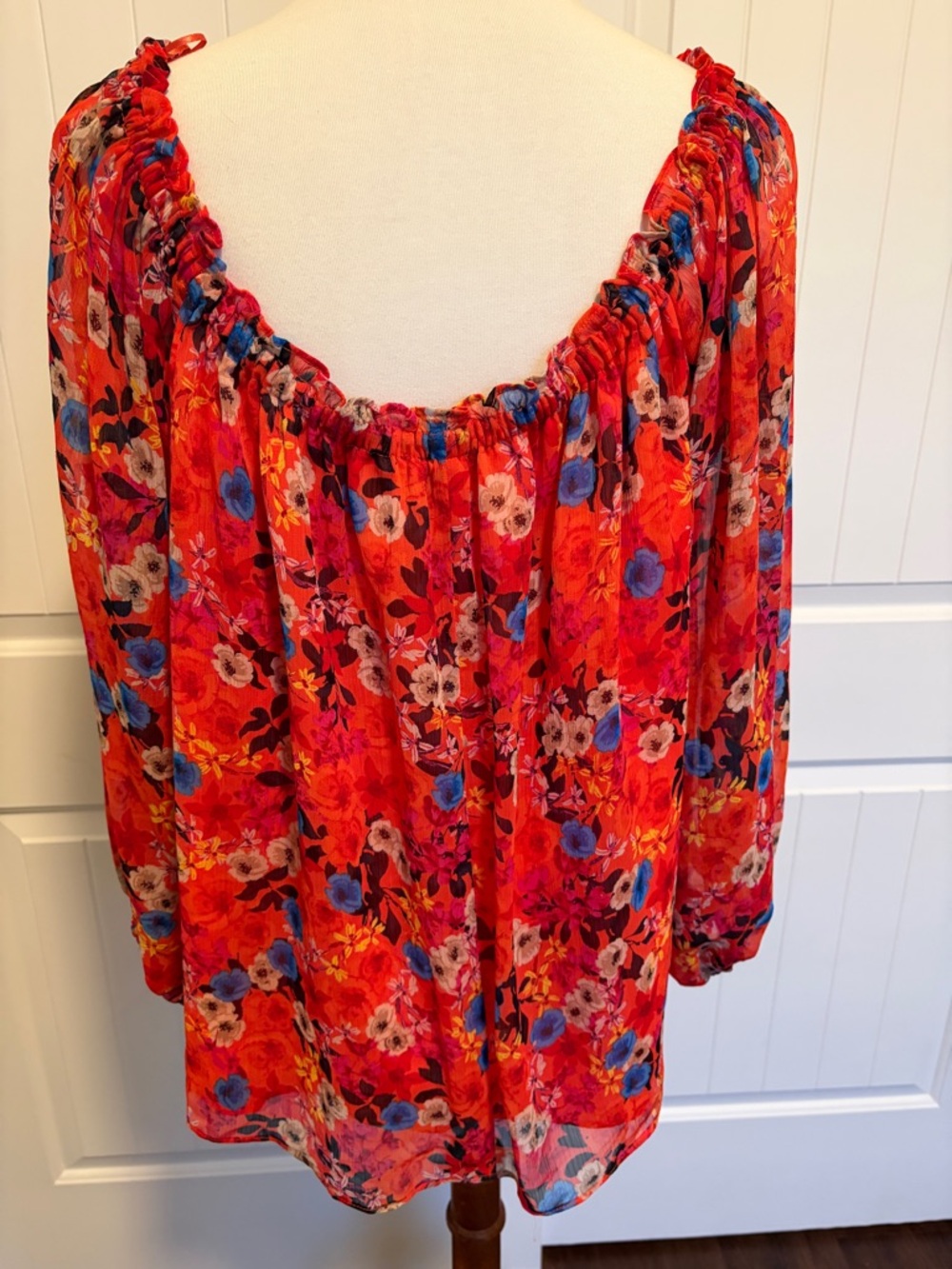 INC International Concepts Red Floral Off-Shoulder Tunic